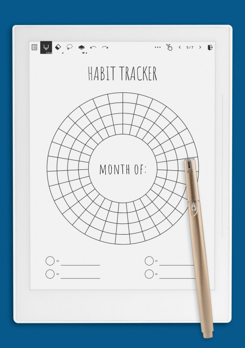 Circular Monthly Habit Tracker Template for Supernote