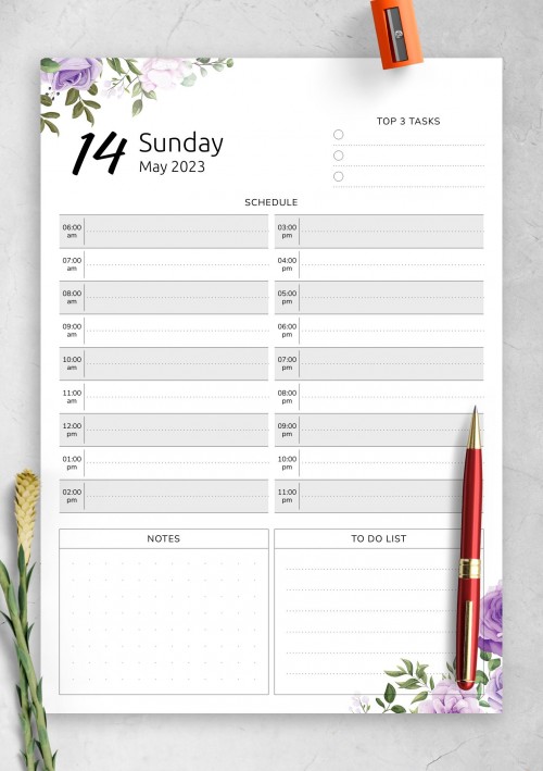 May 2023 Floral Day Planner Template