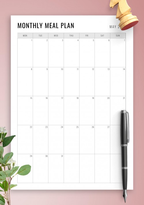May 2023 Simple Monthly Meal Planner