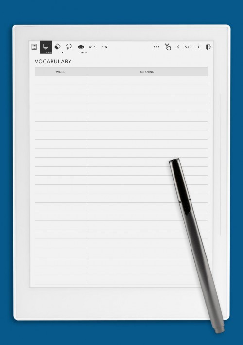 Supernote A6X Vocabulary and Definitions Template