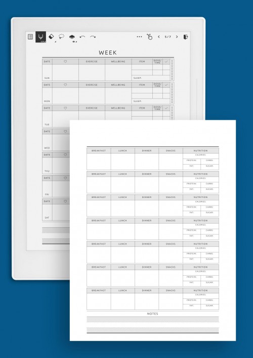 Weekly Fitness Planner Template for Supernote