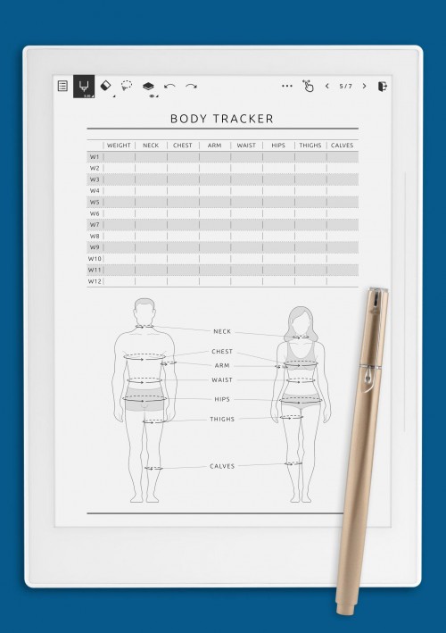 Body Tracker Template for Supernote
