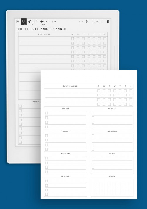 Supernote A5X Template Chores & Cleaning Planner Two Page