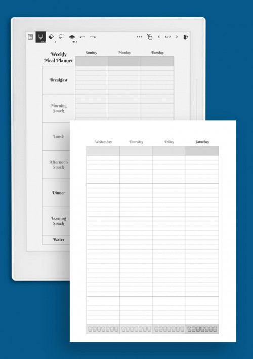 Supernote A5X meal planner template