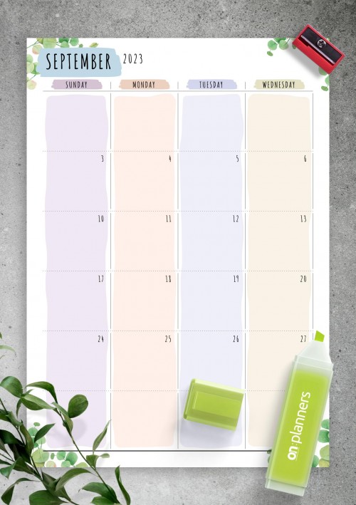 Dated September 2023 Calendar - Floral Style