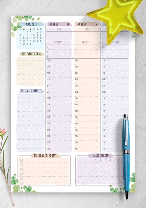 May 2023 Dated Weekly Planner - Floral Style