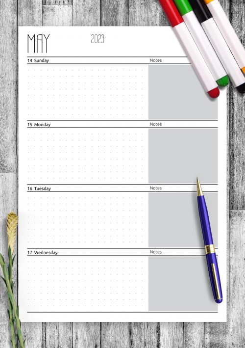 May 2023 Dotted weekly planner