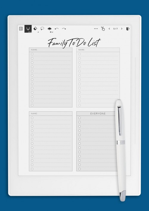 Family To Do List for Three Persons Template for A6XSupernote
