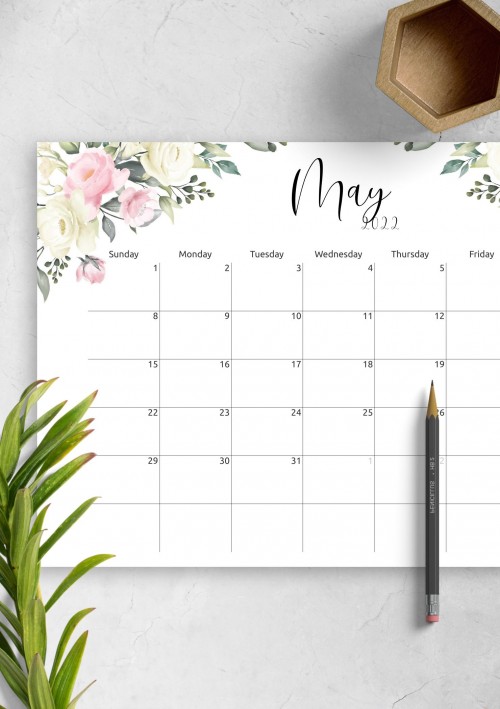 Floral Design May 2022 Calendar
