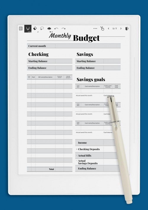Supernote A5X Goal-oriented Budget Template