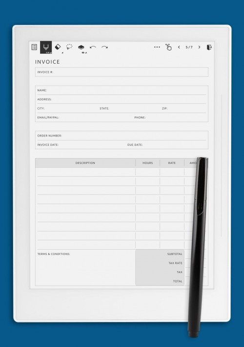 Invoice Template for Supernote A6X