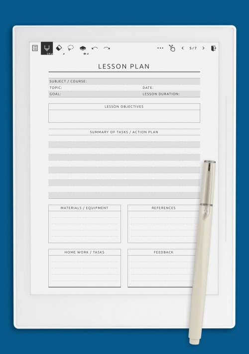 Lesson Plan - Original Style Template for Supernote