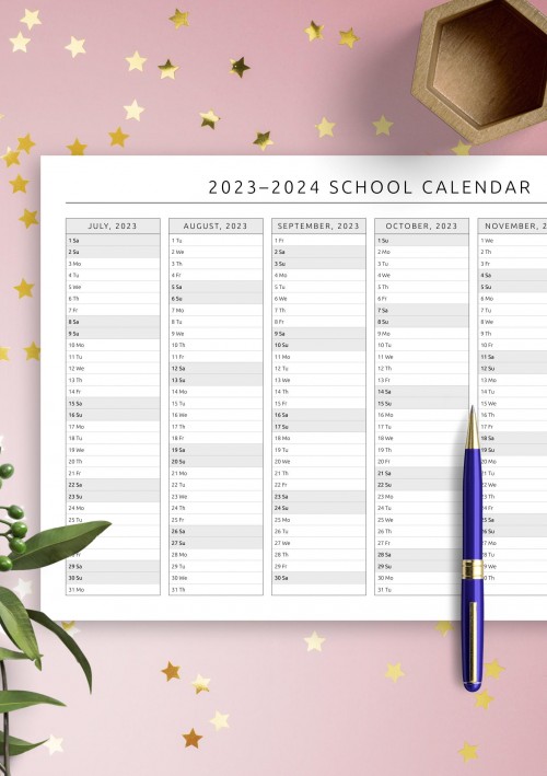 2023 School Calendar Template