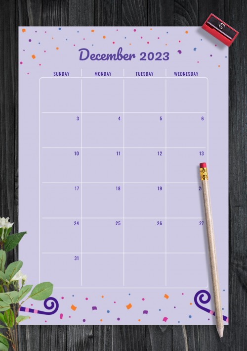 Two Page December 2023 Birthday Calendar