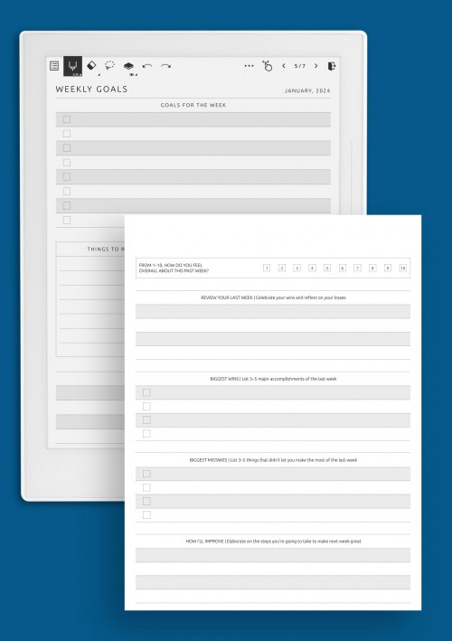 Supernote A5X Weekly Goals and Review Template