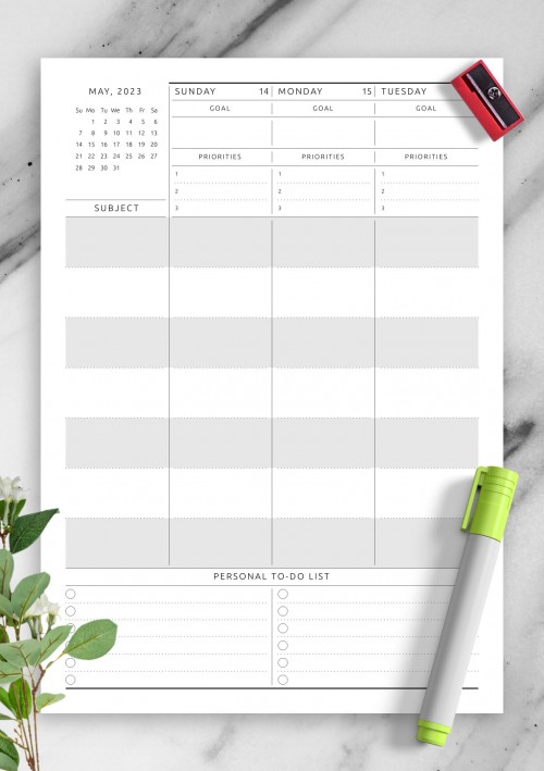 May 2023 Weekly Lesson Plan Template