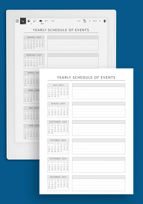 Yearly Schedule of Events Template for Supernote
